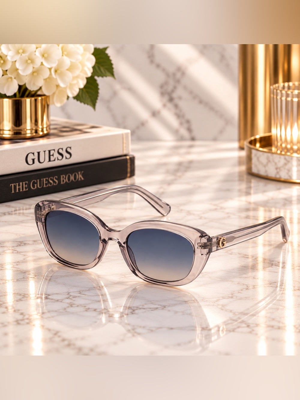 Guess GU00196-20W Women’s Sunglasses Shiny Grey Gradient Lenses | NWT